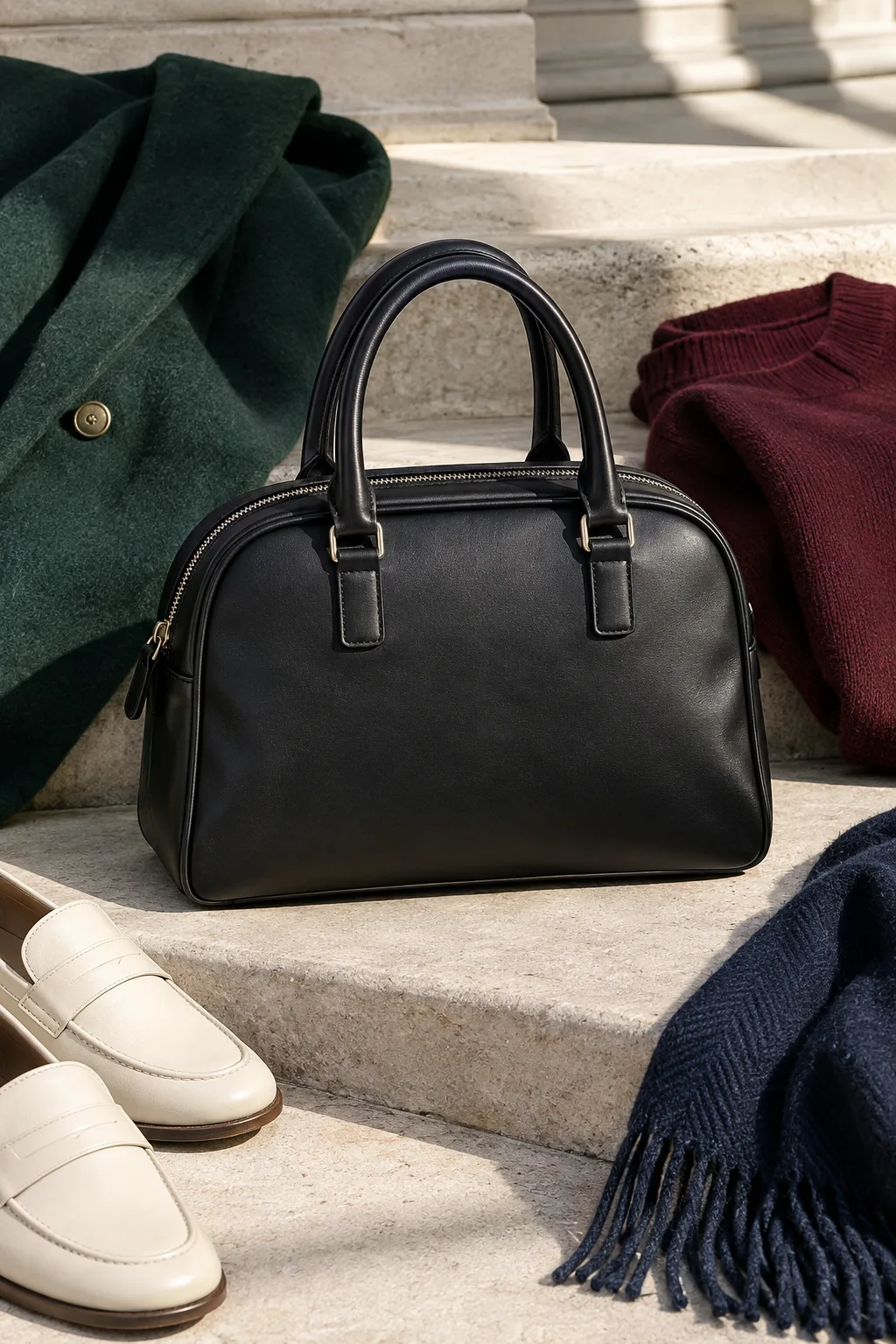 Ink Bowling Bag, ink black: compact ink-black bowling bag with short handles and minimal hardware